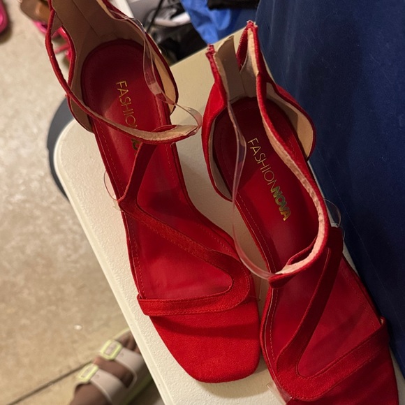 Fashion Nova Bold Red Wedge Heels - Picture 2 of 4
